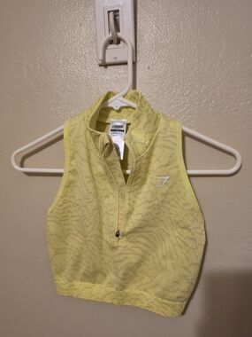 Gymshark Yellow Half-Zip Cropped Athletic Top